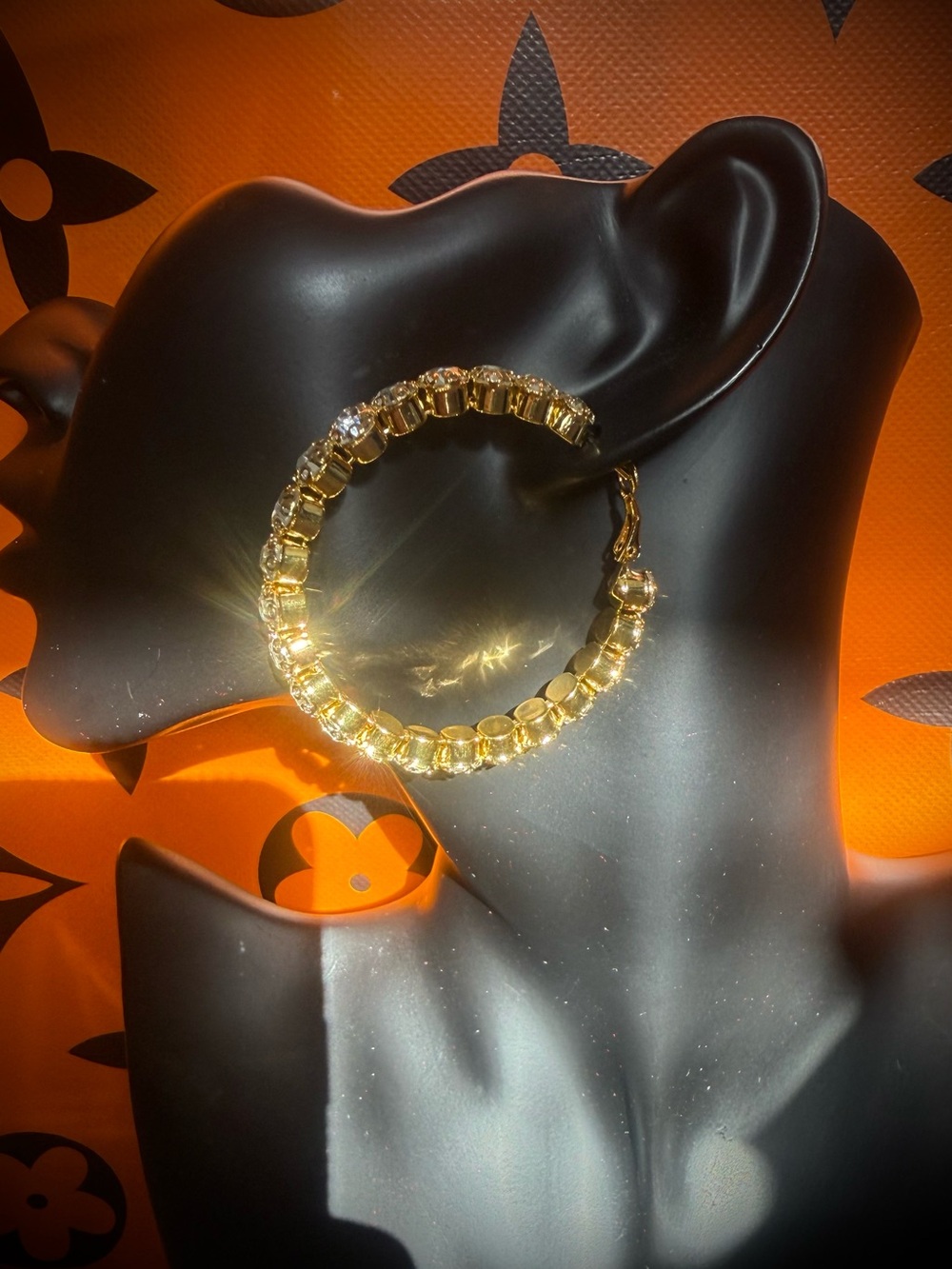Gold-Toned & Crystal Hoop Earrings - Costume Jewelry